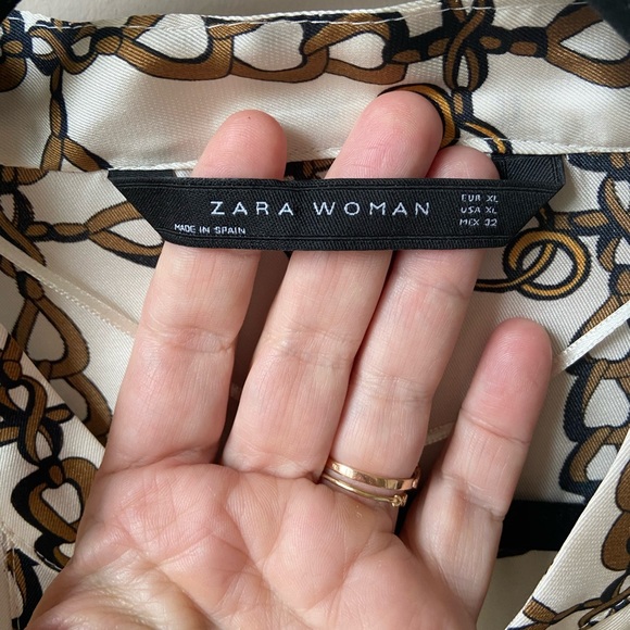 Zara chain link cream gold blouse Xl - Picture 8 of 9